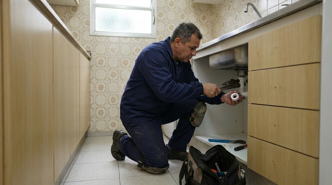 Encanador atendendo em residência em Contagem-MG